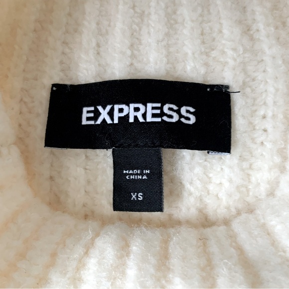 EXPRESS Sweater Shift Dress Knit Mock Neck Long Sleeve Ivory XS - Picture 8 of 12